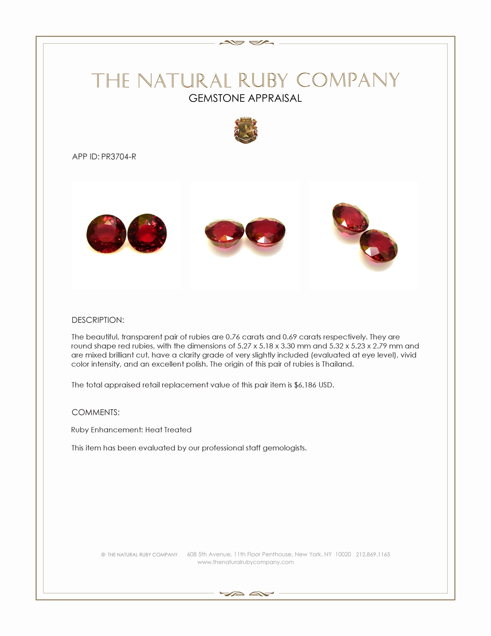 1.45 Ct.Tw. Ruby Pair from Thailand
