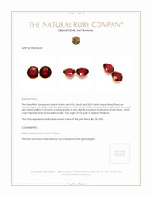 1.45 Ct.Tw.Total Carat Weight Ruby Pair from Thailand Appraisal