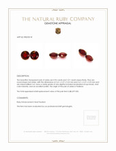 1.95 Ct.Tw.Total Carat Weight Ruby Pair from Thailand Appraisal