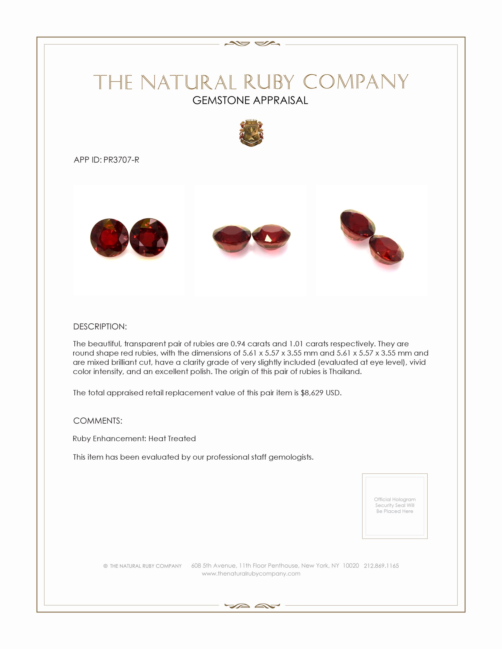 1.95 Ct.Tw. Ruby Pair from Thailand