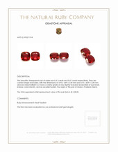 0.88 Ct.Tw.Total Carat Weight Ruby Pair from Thailand (Siam) Appraisal