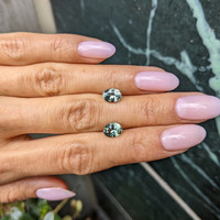 2.97&nbsp;Ct.Tw.Total Carat Weight Bluish Green Sapphire Pair from Ceylon (Sri Lanka) Life Style