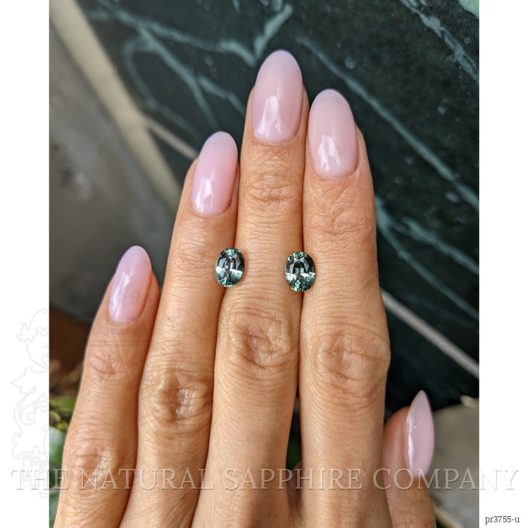 2.97 Ct.Tw. Bluish Green Sapphire Pair from Ceylon (Sri Lanka)