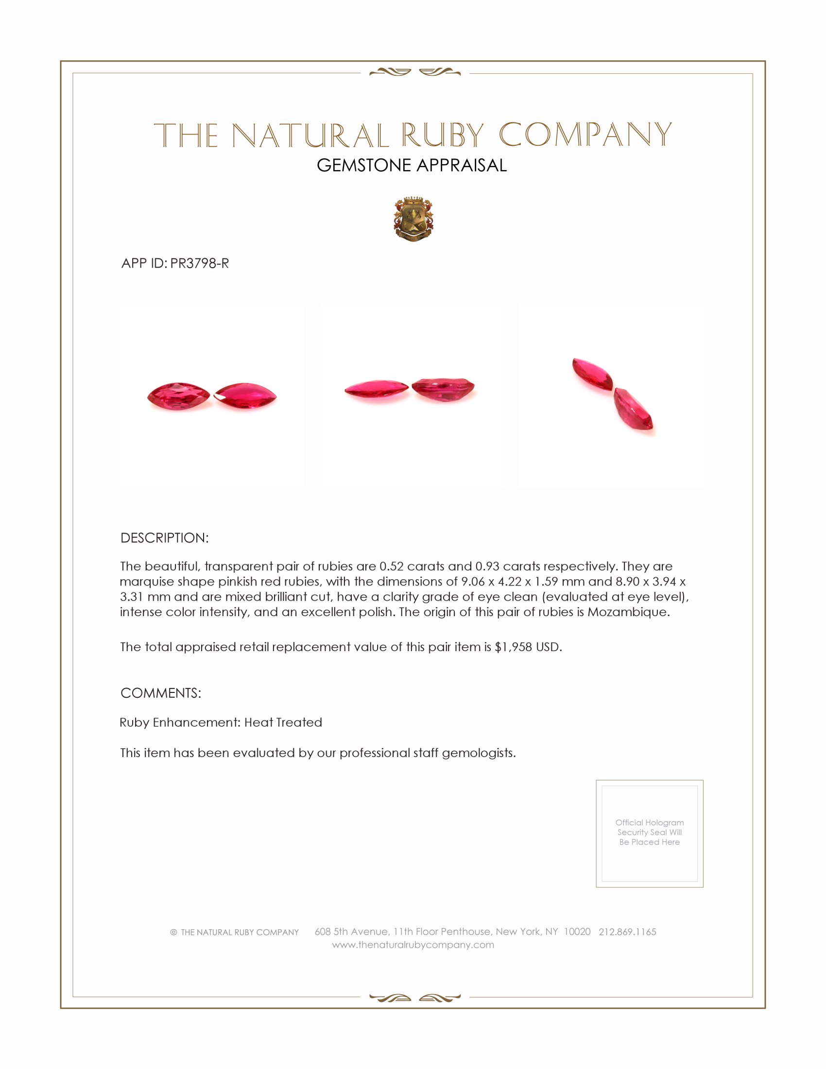 1.45 Ct.Tw. Ruby Pair from Mozambique