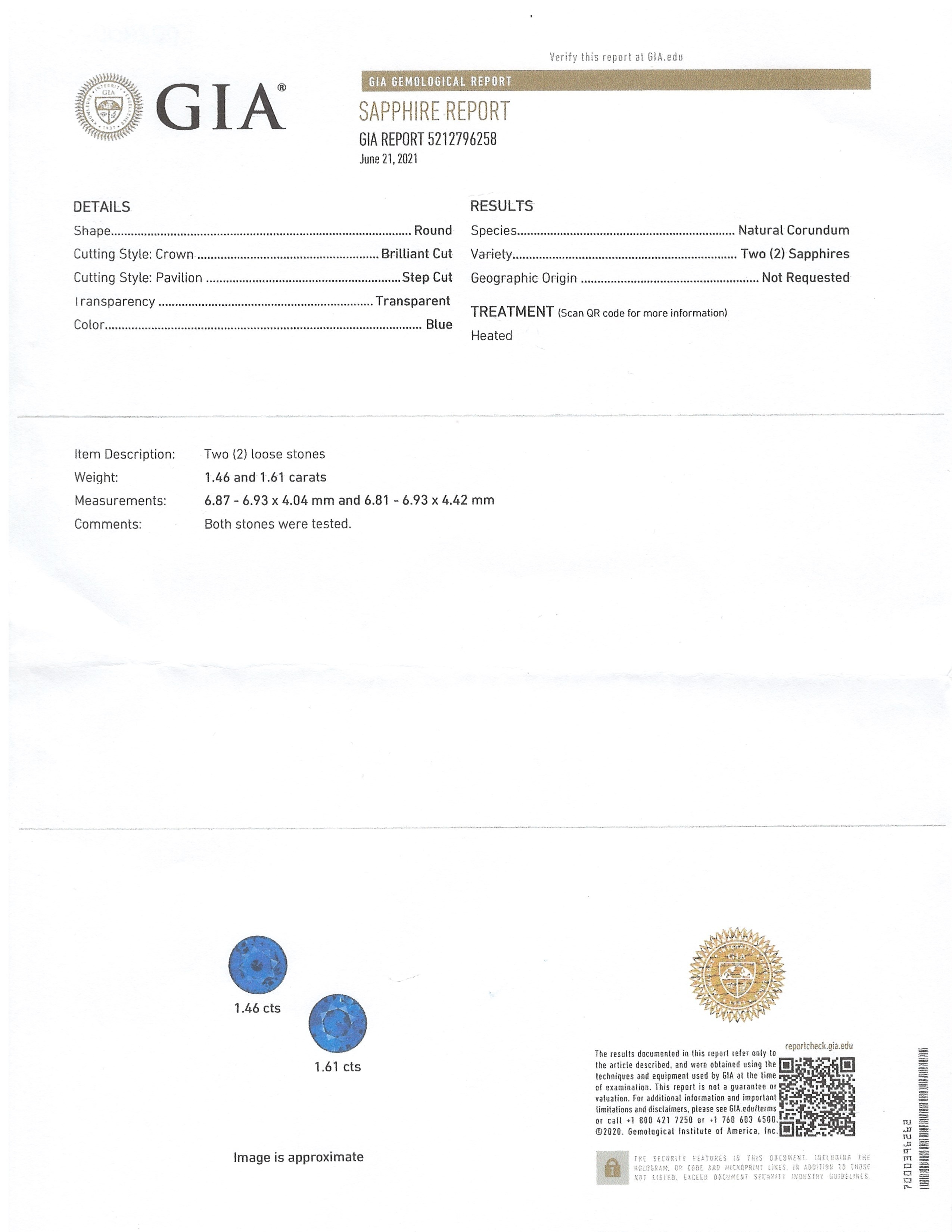 3.07 Ct.Tw. Blue Sapphire Pair from Ceylon (Sri Lanka)