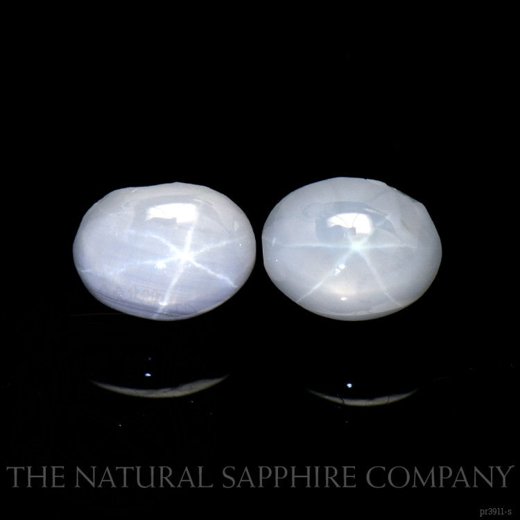 2.86 Ct.Tw. White Star Sapphire Pair from Ceylon (Sri Lanka)