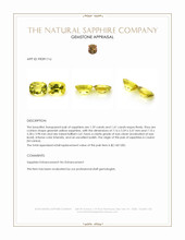 2.70 Ct.Tw.Total Carat Weight Greenish Yellow Sapphire Pair from Ceylon (Sri Lanka) Appraisal
