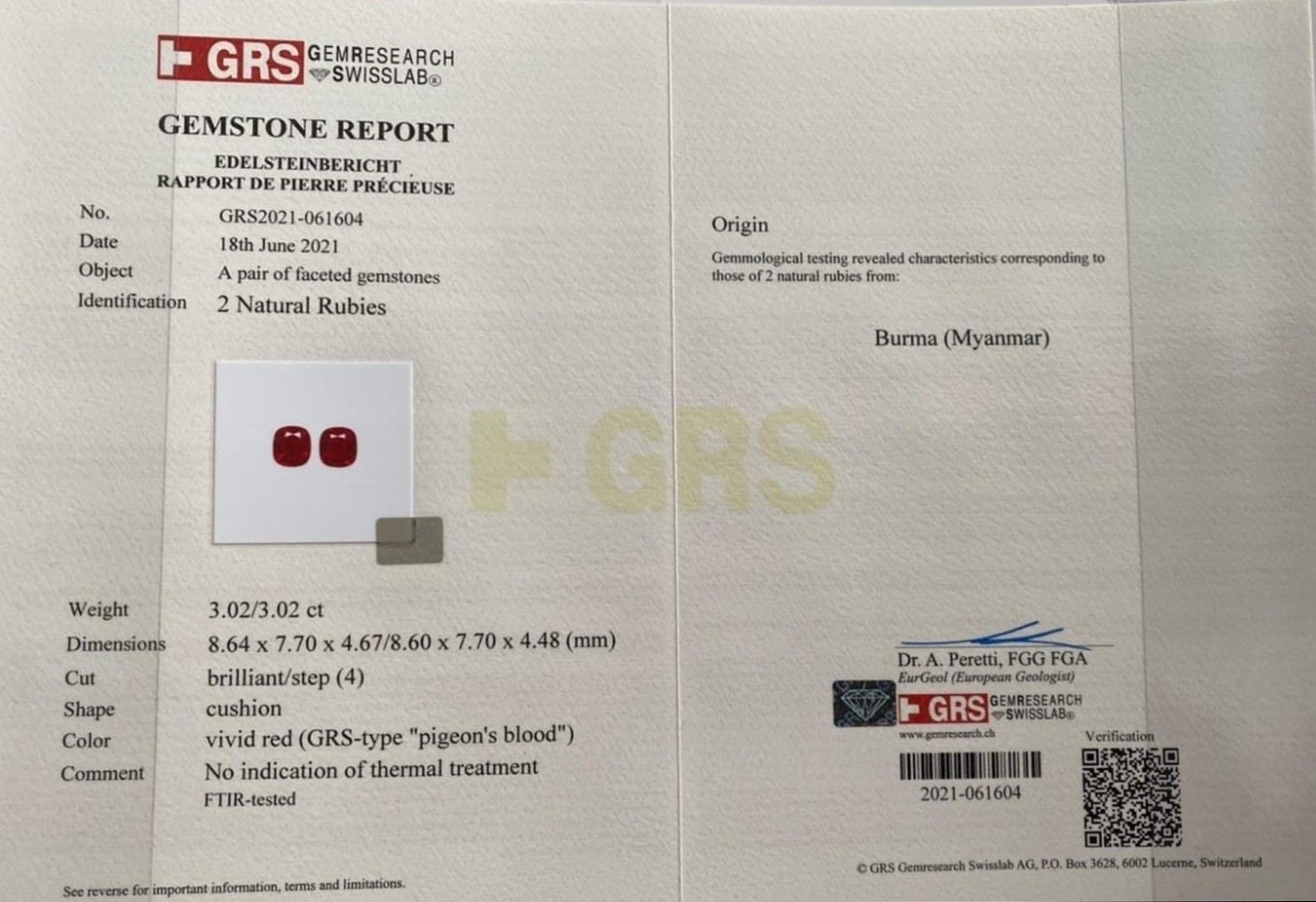 6.04 Ct.Tw. Ruby Pair from Burma (Myanmar)