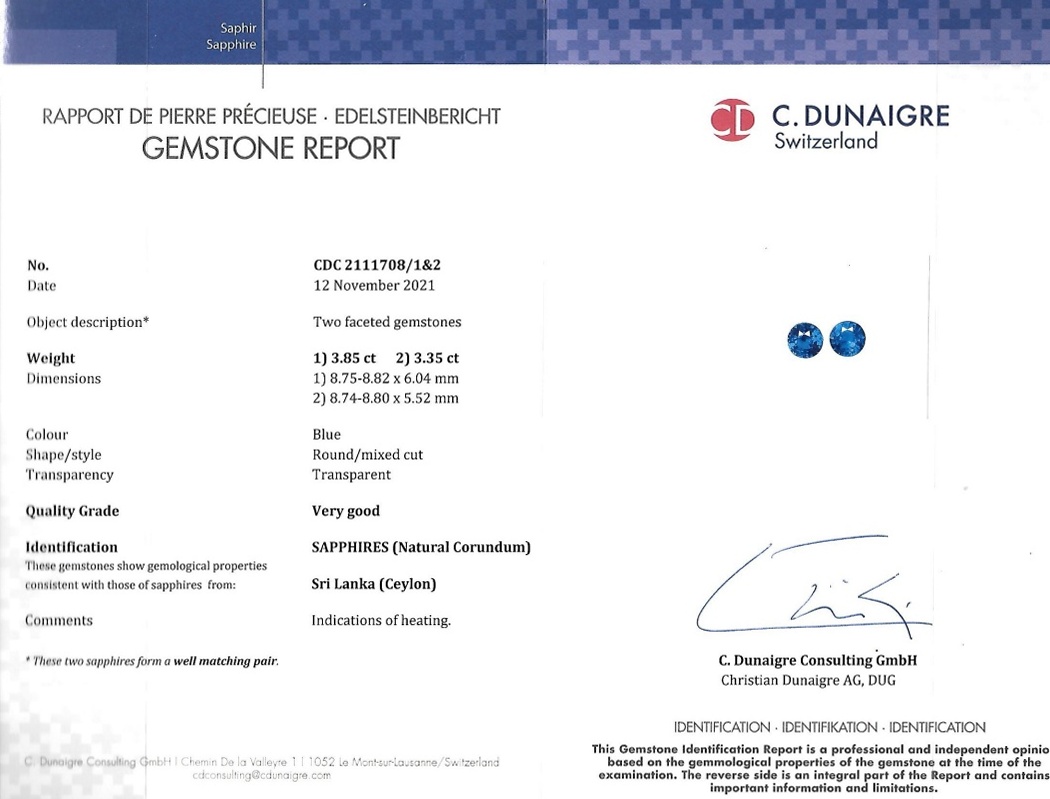 7.20 Ct.Tw. Blue Sapphire Pair from Ceylon (Sri Lanka)