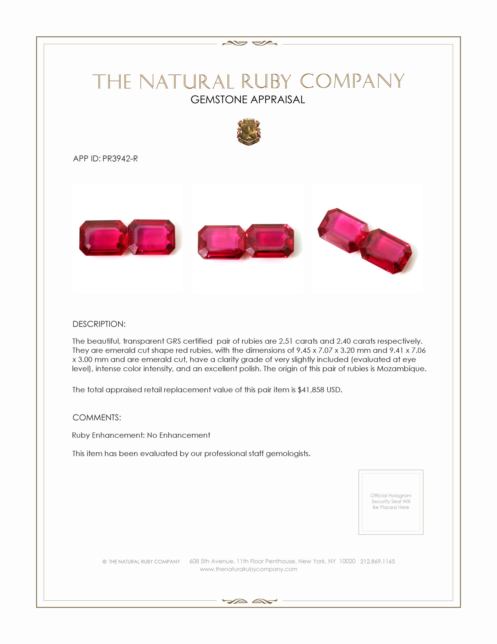 4.91 Ct.Tw. Ruby Pair from Mozambique