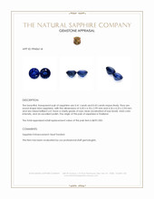 0.84 Ct.Tw.Total Carat Weight Blue Sapphire Pair from Thailand Appraisal