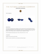 1.16 Ct.Tw.Total Carat Weight Blue Sapphire Pair from Thailand Appraisal