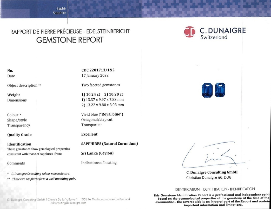 20.44 Ct.Tw. Blue Sapphire Pair from Ceylon (Sri Lanka)