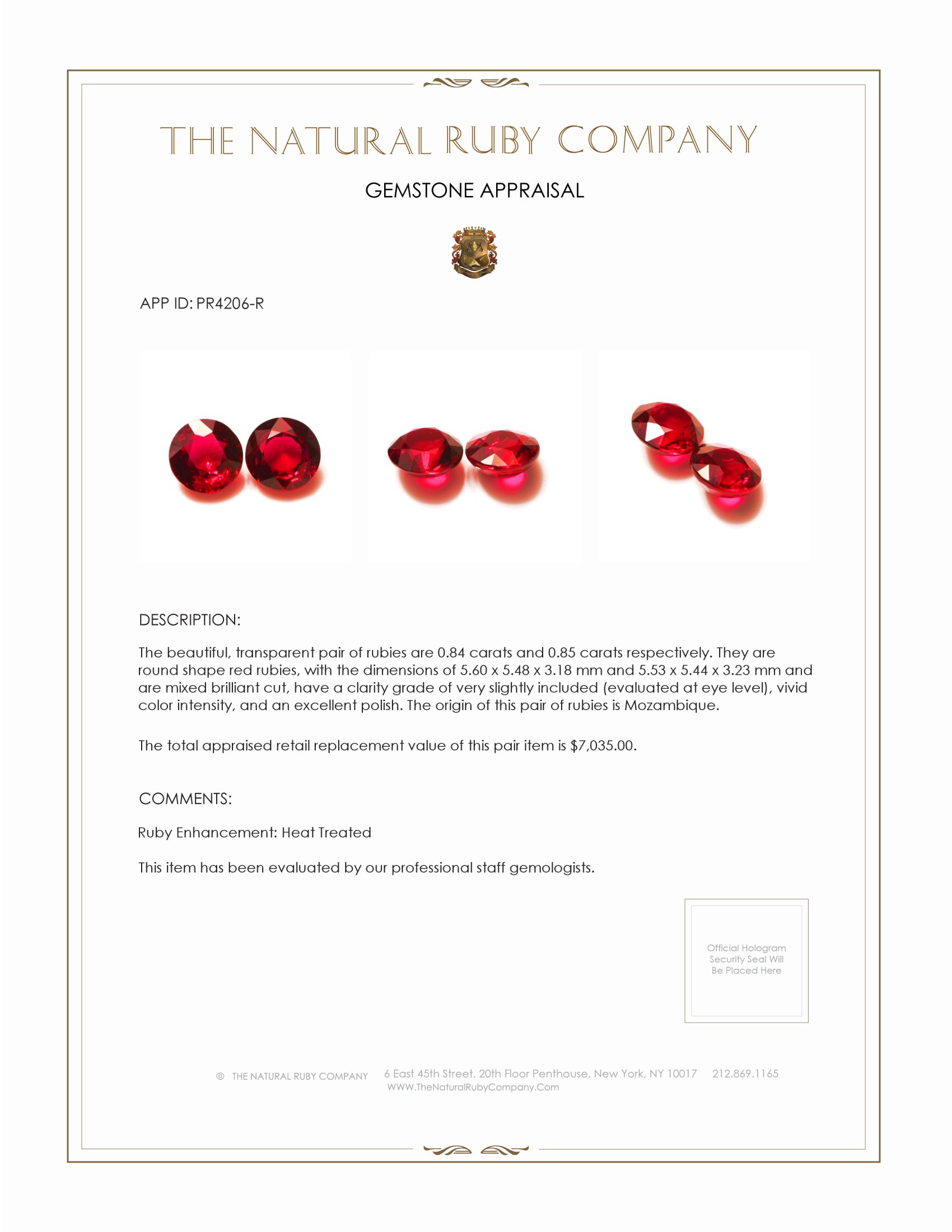 1.69 Ct.Tw. Ruby Pair from Mozambique