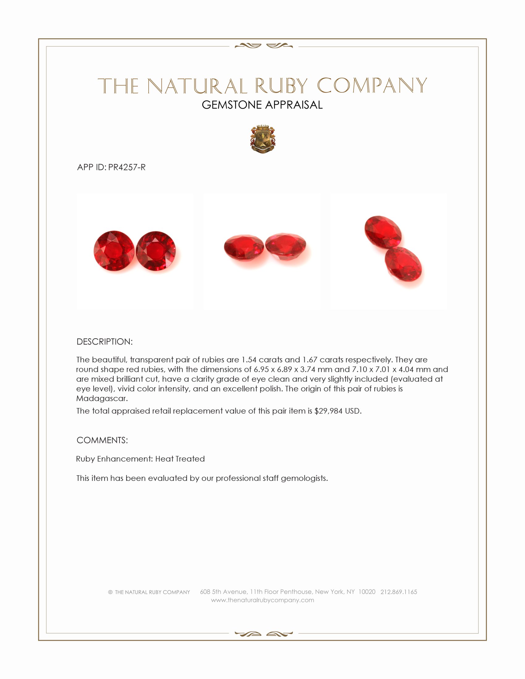 3.21 Ct.Tw. Ruby Pair from Madagascar