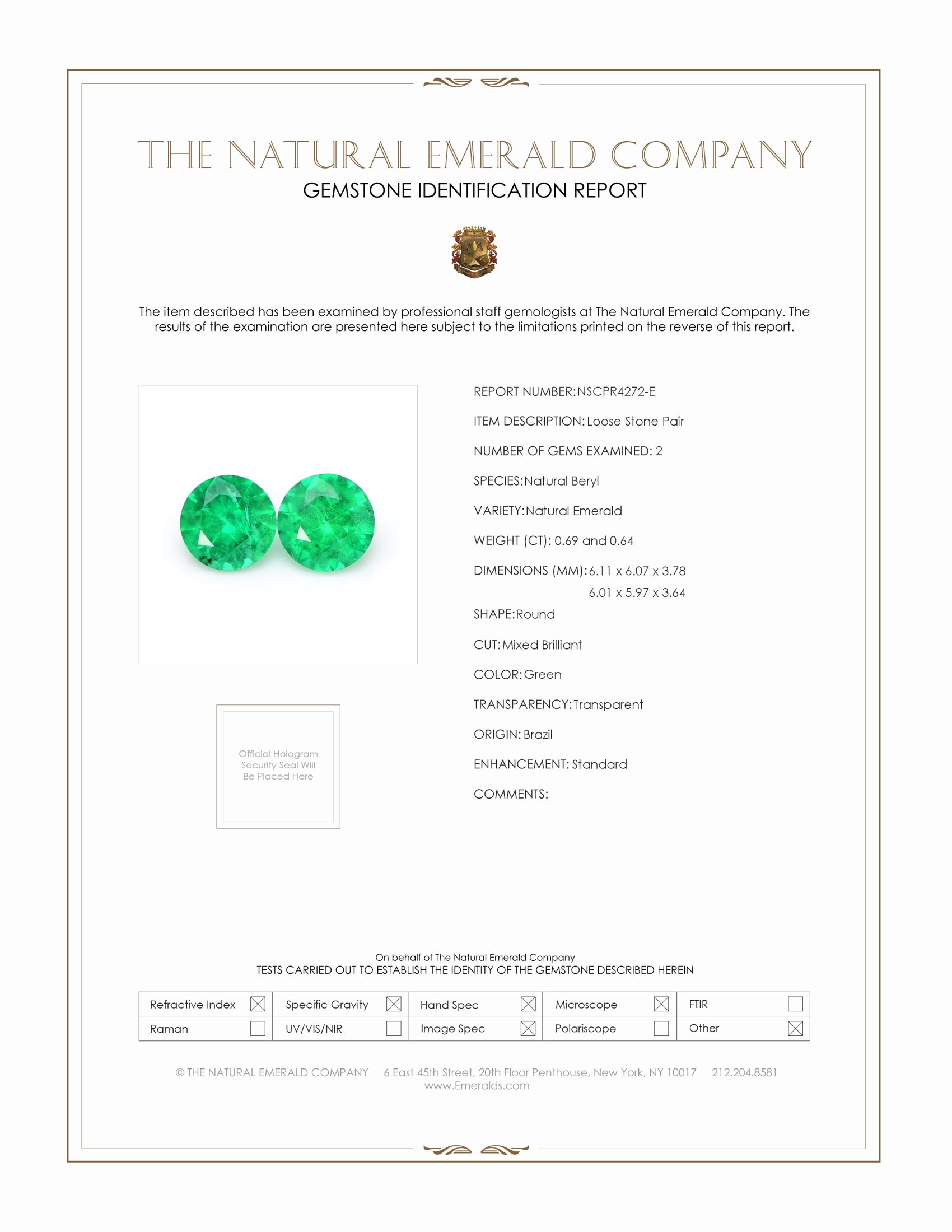 1.33 Ct.Tw. Emerald Pair from Brazil