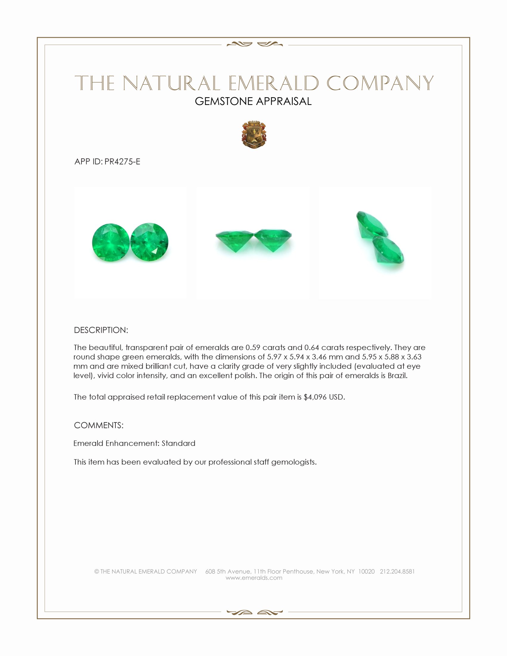 1.23 Ct.Tw. Emerald Pair from Brazil