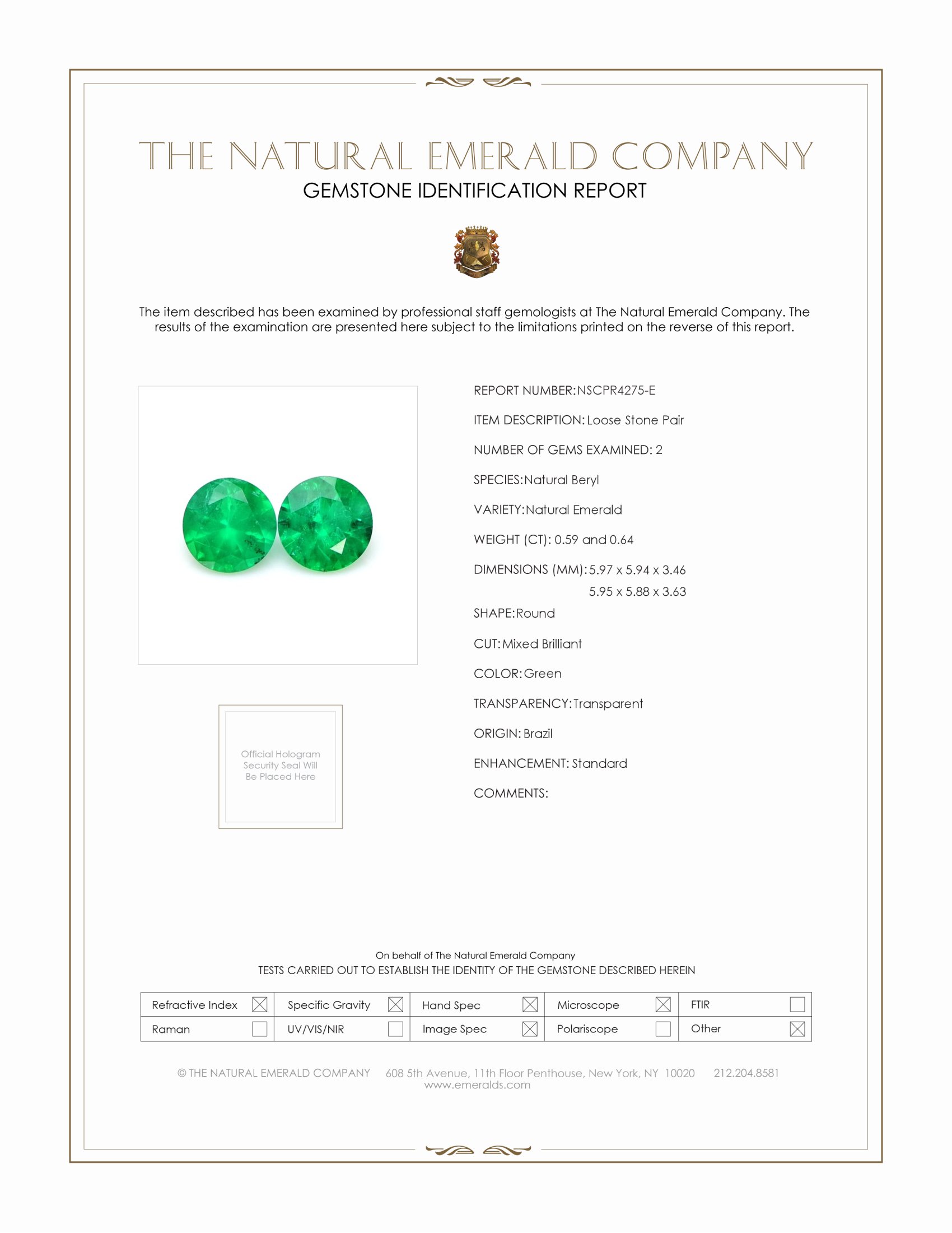 1.23 Ct.Tw. Emerald Pair from Brazil