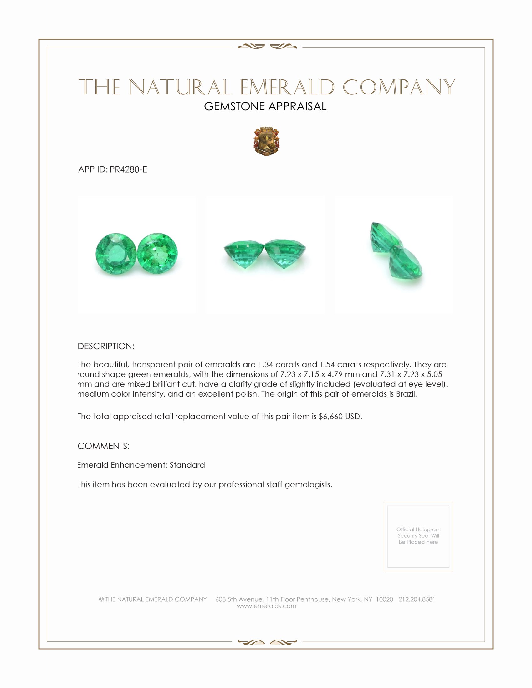 2.88 Ct.Tw. Emerald Pair from Brazil