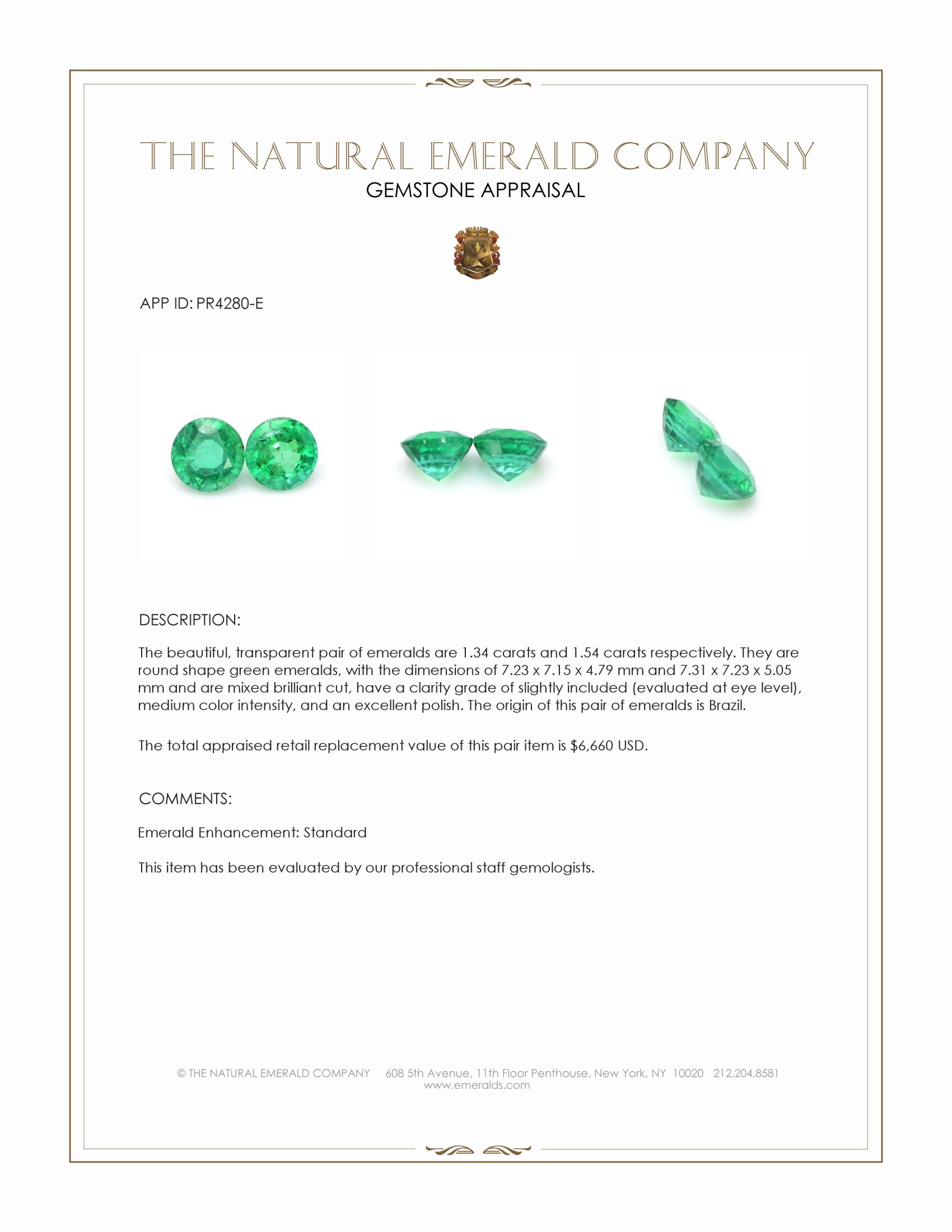 2.88 Ct.Tw. Emerald Pair from Brazil