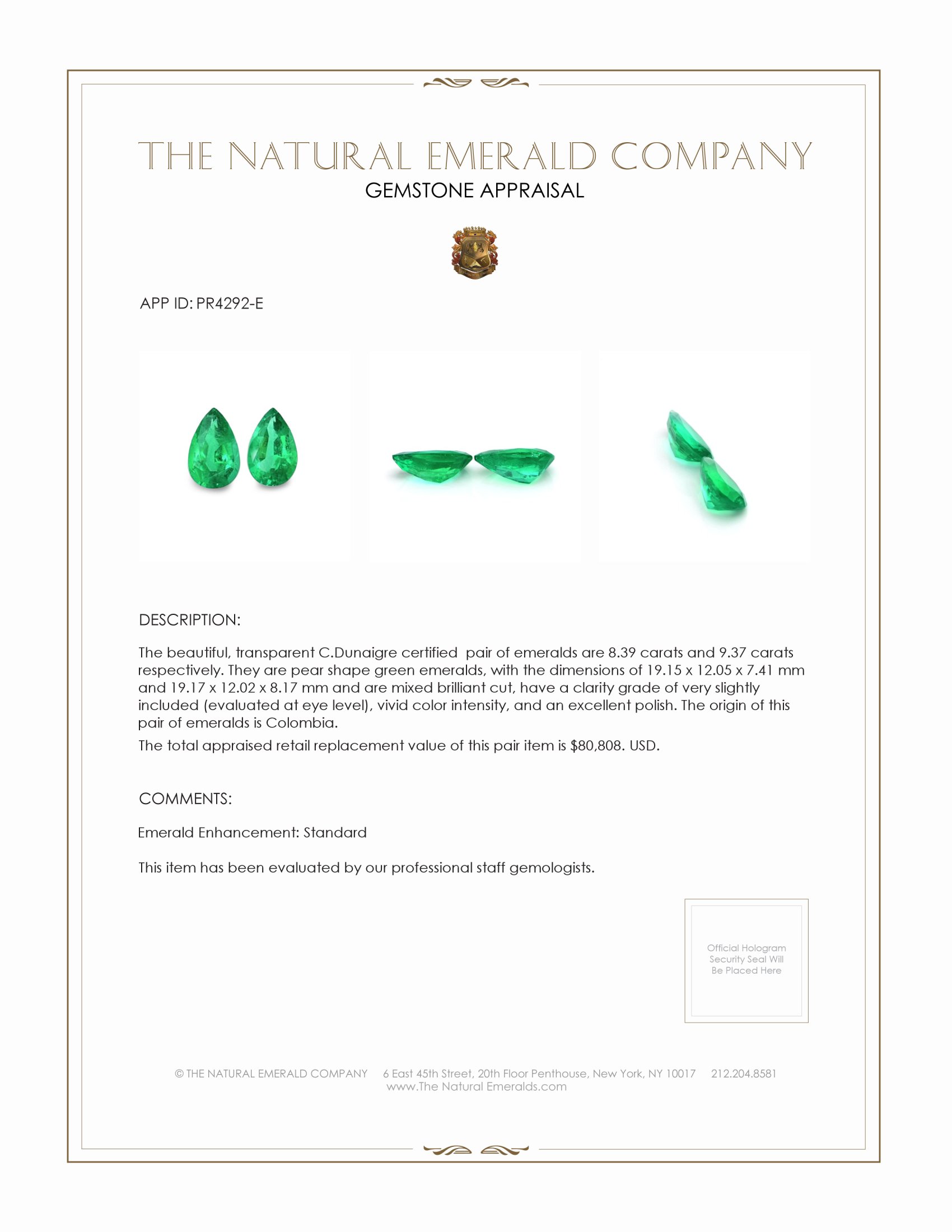 17.76 Ct.Tw. Emerald Pair from Colombia