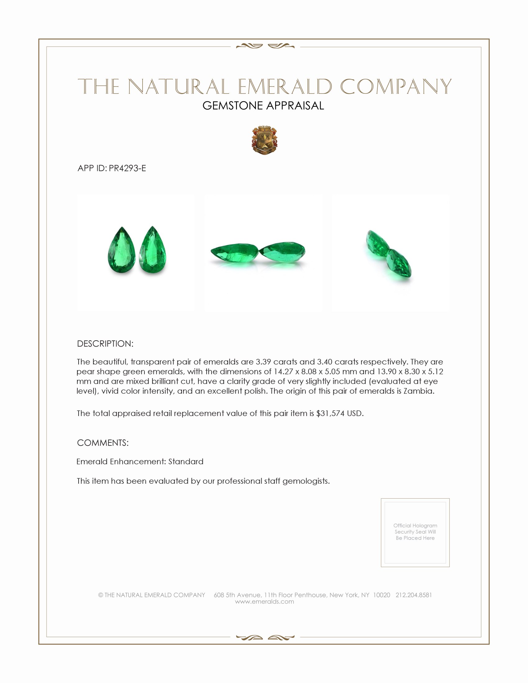 6.79 Ct.Tw. Emerald Pair from Zambia