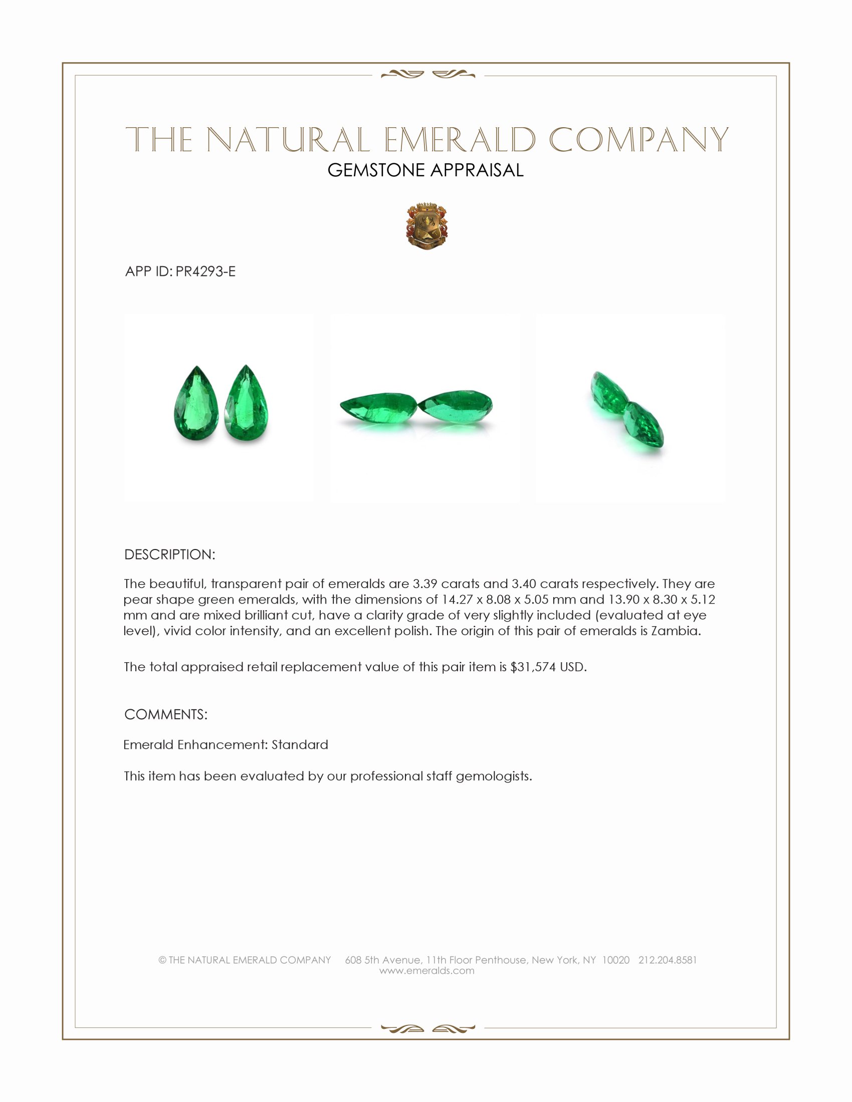 6.79 Ct.Tw. Emerald Pair from Zambia