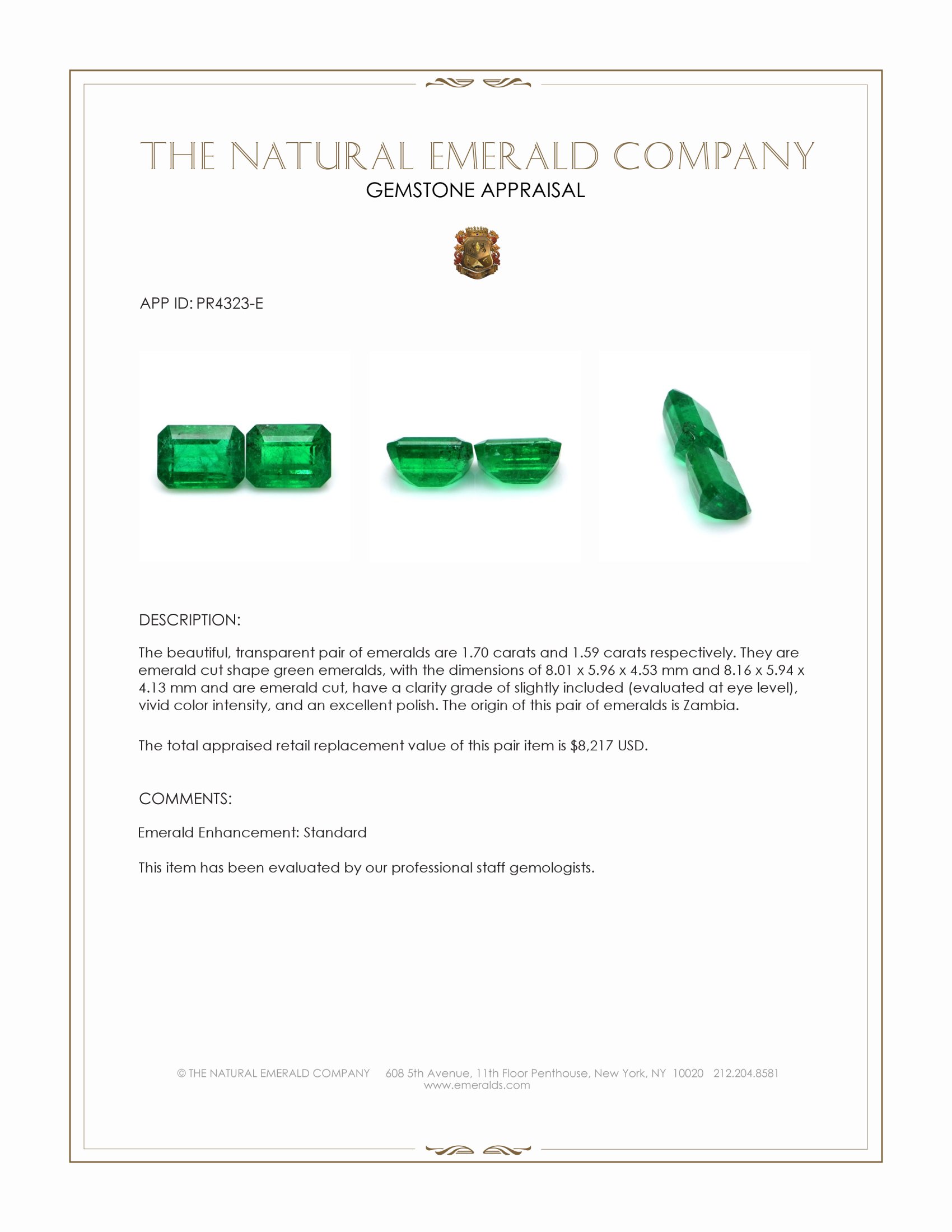 3.29 Ct.Tw. Emerald Pair from Zambia