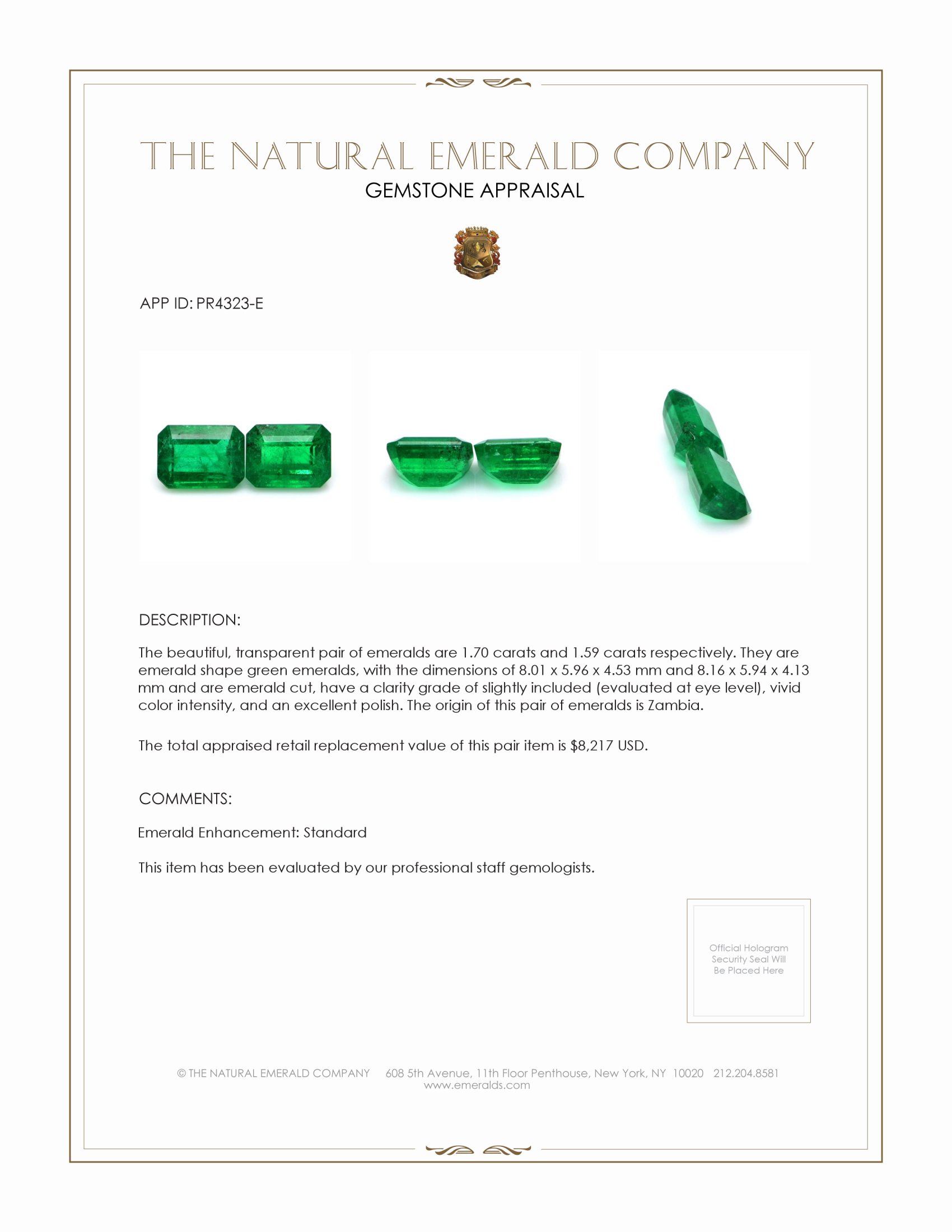 3.29 Ct.Tw. Emerald Pair from Zambia