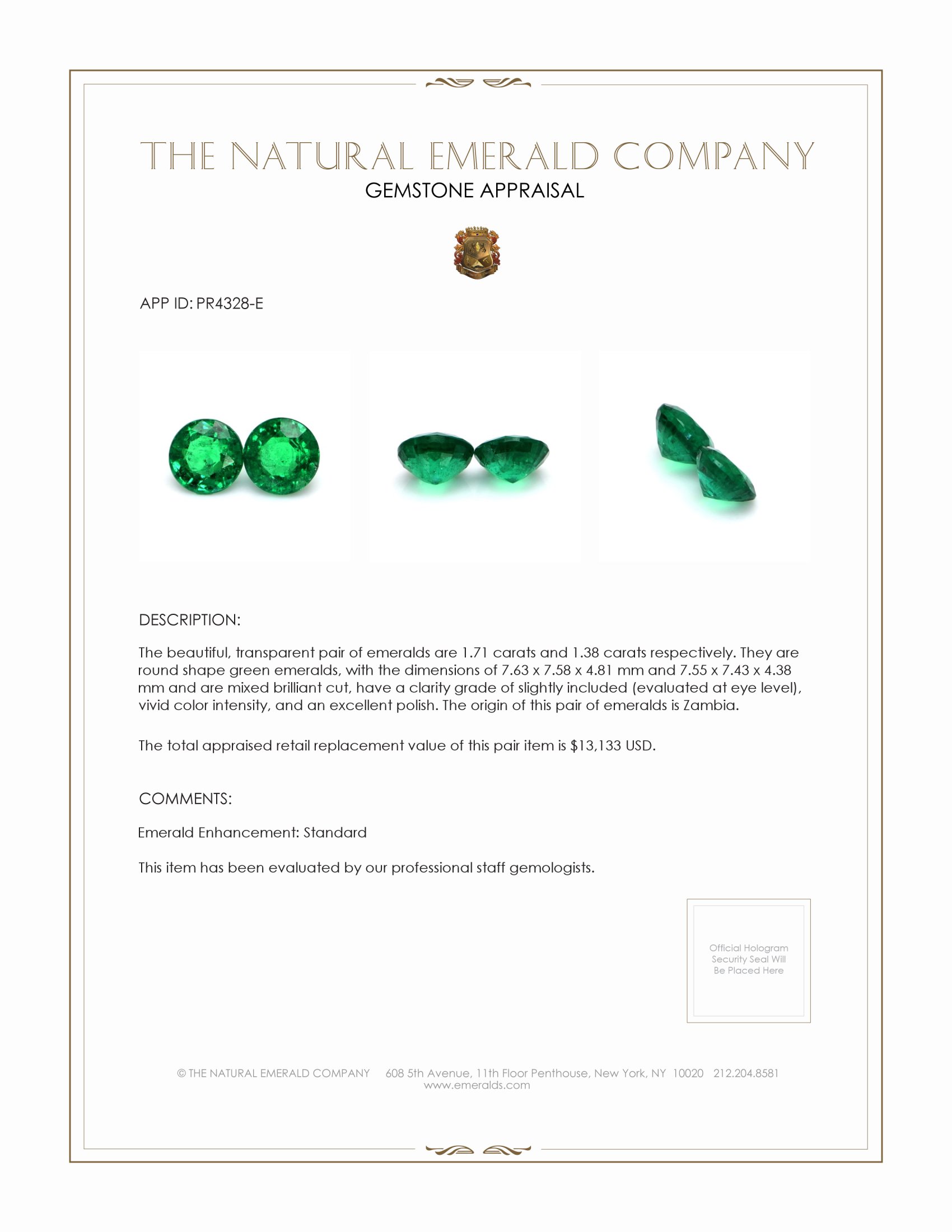 3.09 Ct.Tw. Emerald Pair from Zambia