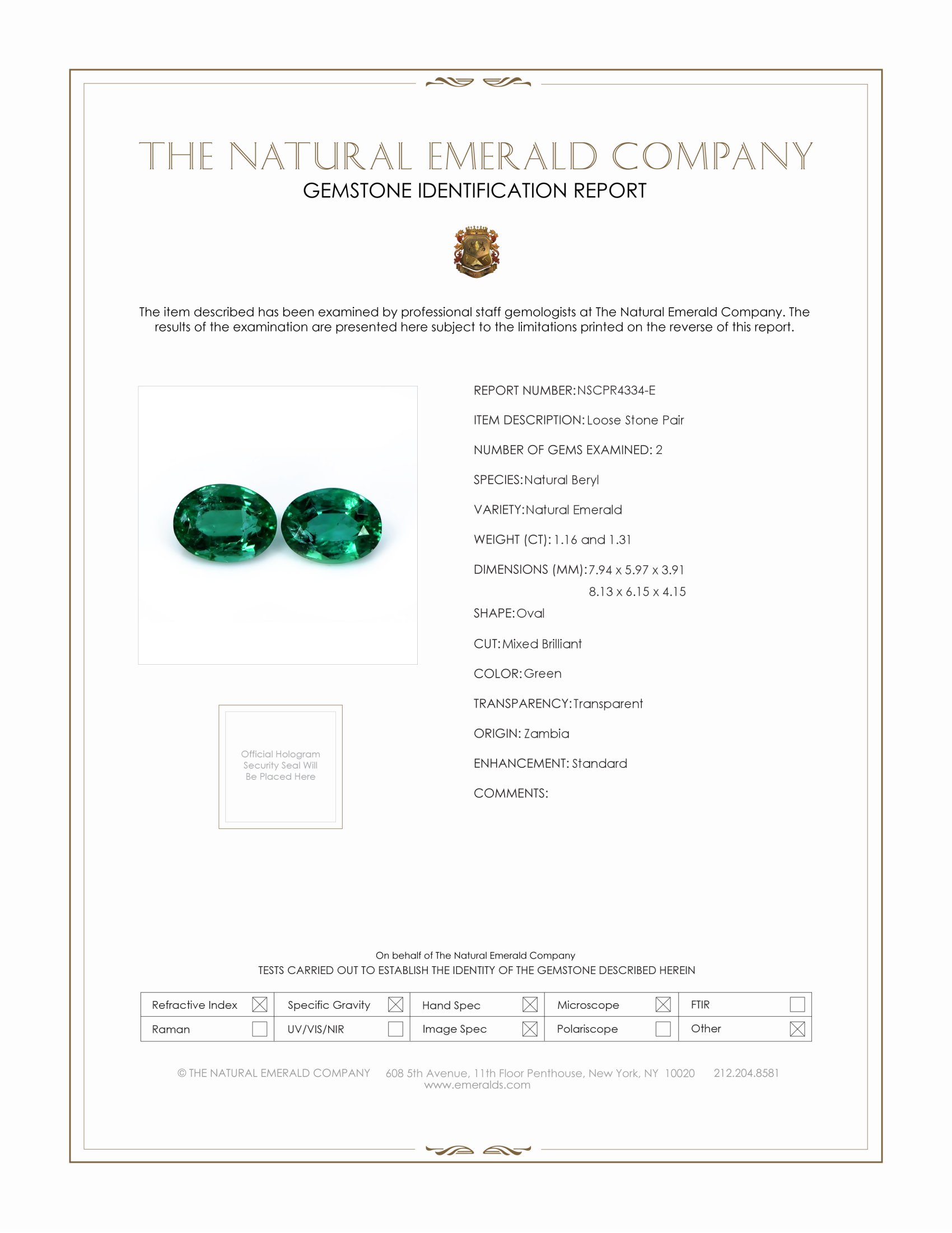 2.47 Ct.Tw. Emerald Pair from Zambia