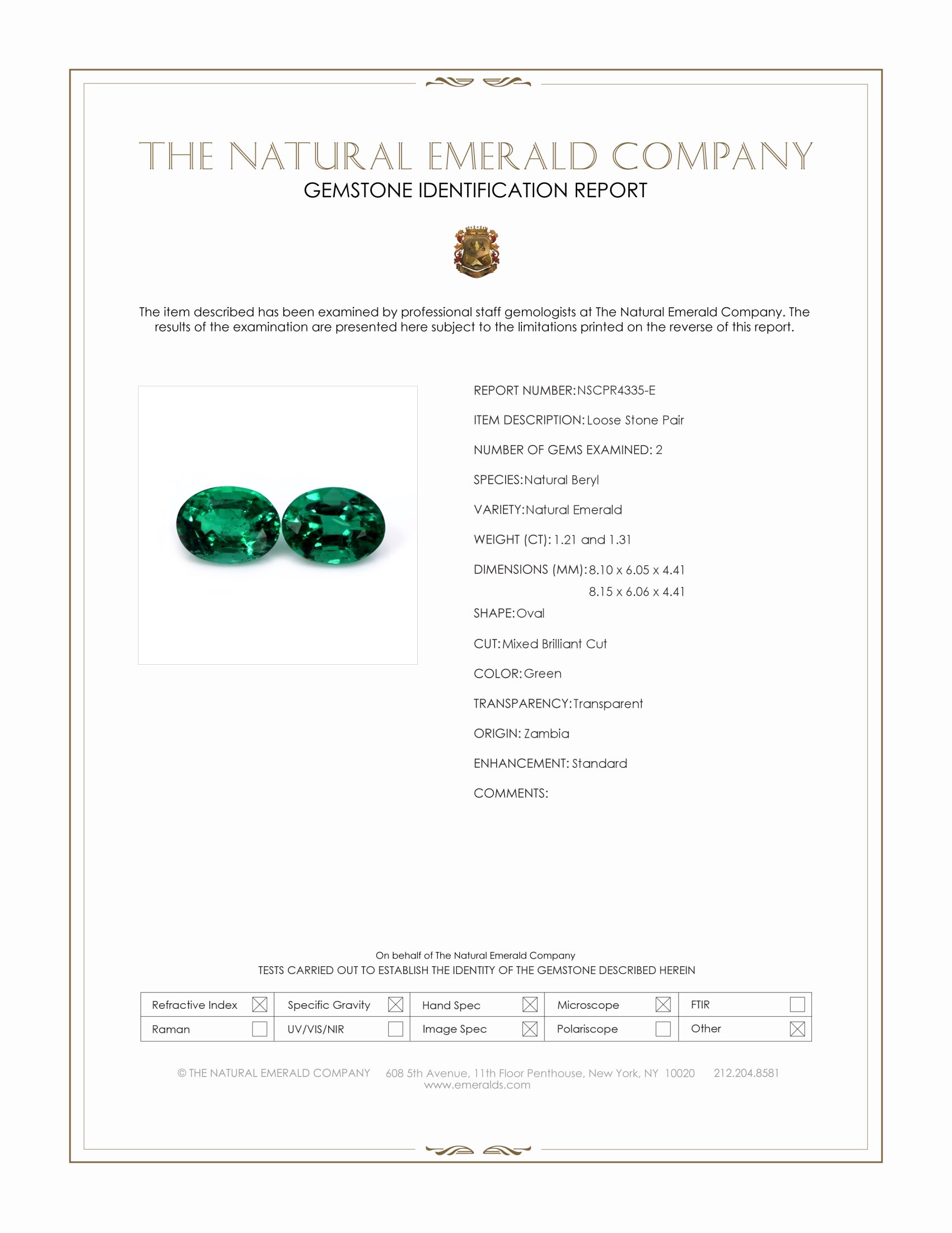 2.52 Ct.Tw. Emerald Pair from Zambia