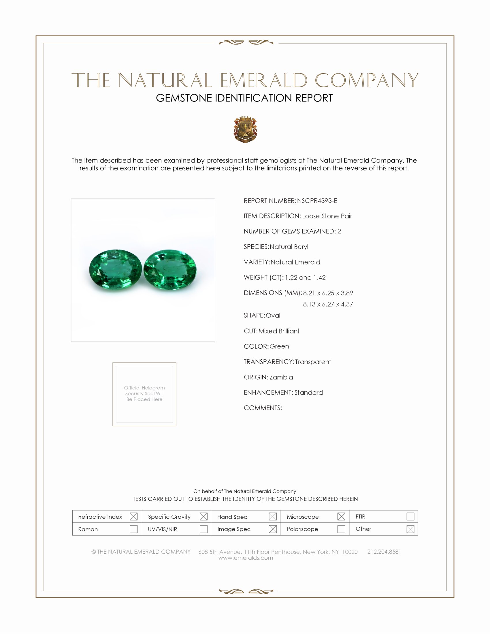 2.64 Ct.Tw. Emerald Pair from Zambia