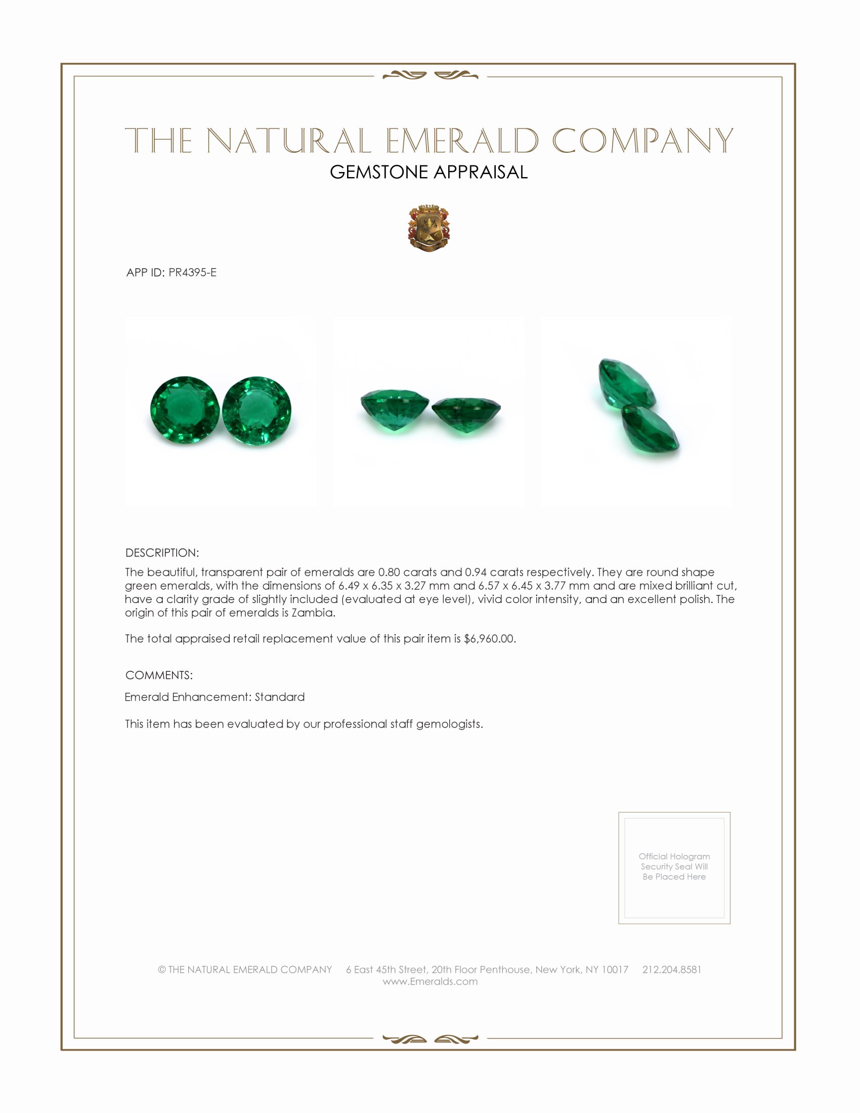 1.74 Ct.Tw. Emerald Pair from Zambia