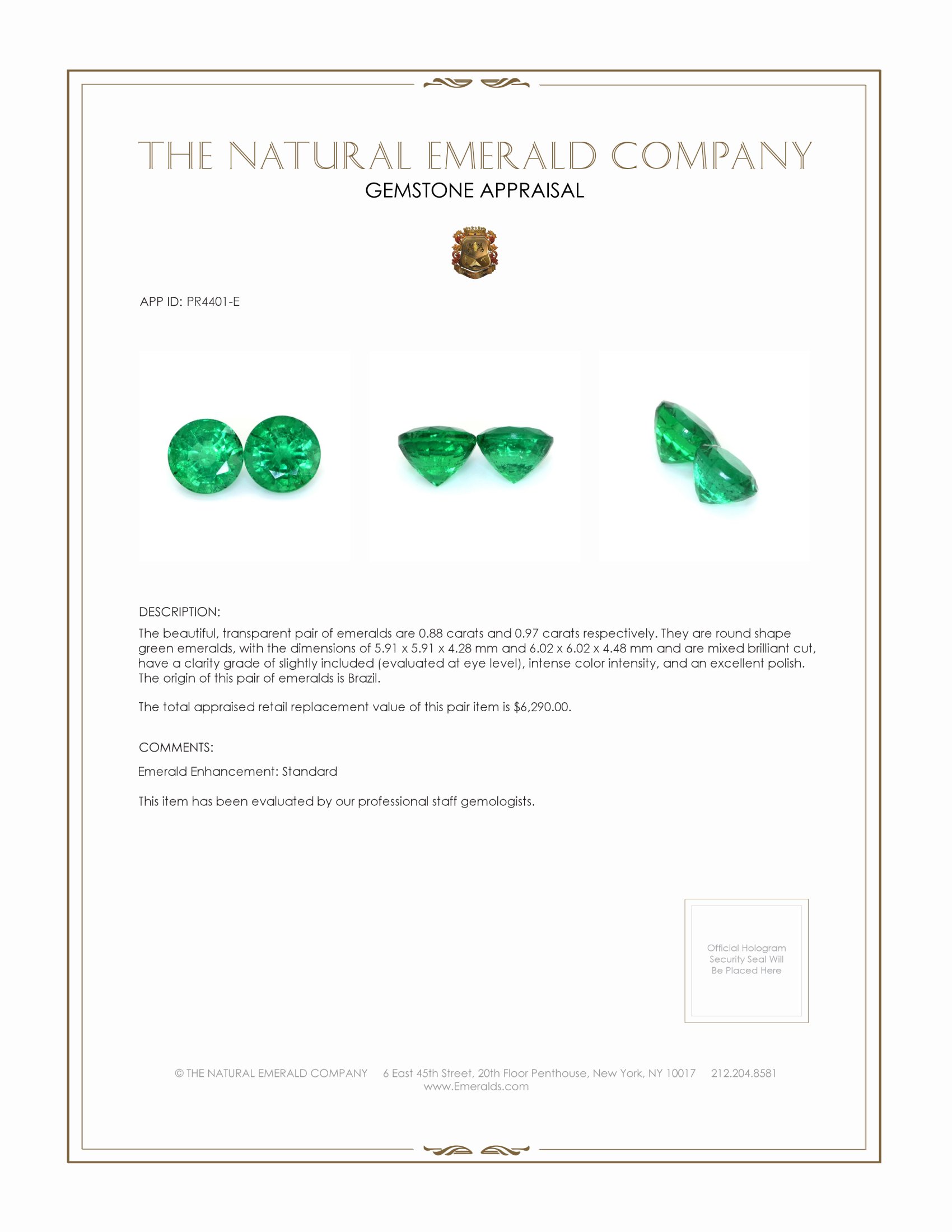 1.85 Ct.Tw. Emerald Pair from Brazil