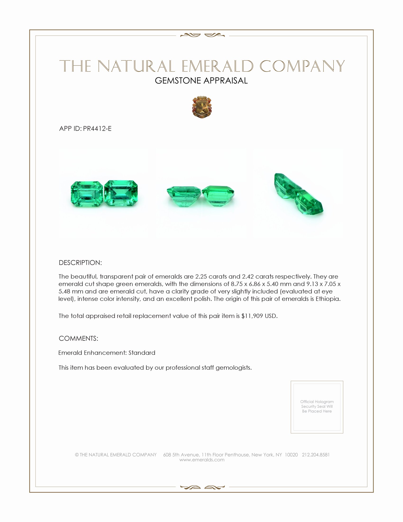 4.67 Ct.Tw. Emerald Pair from Ethiopia