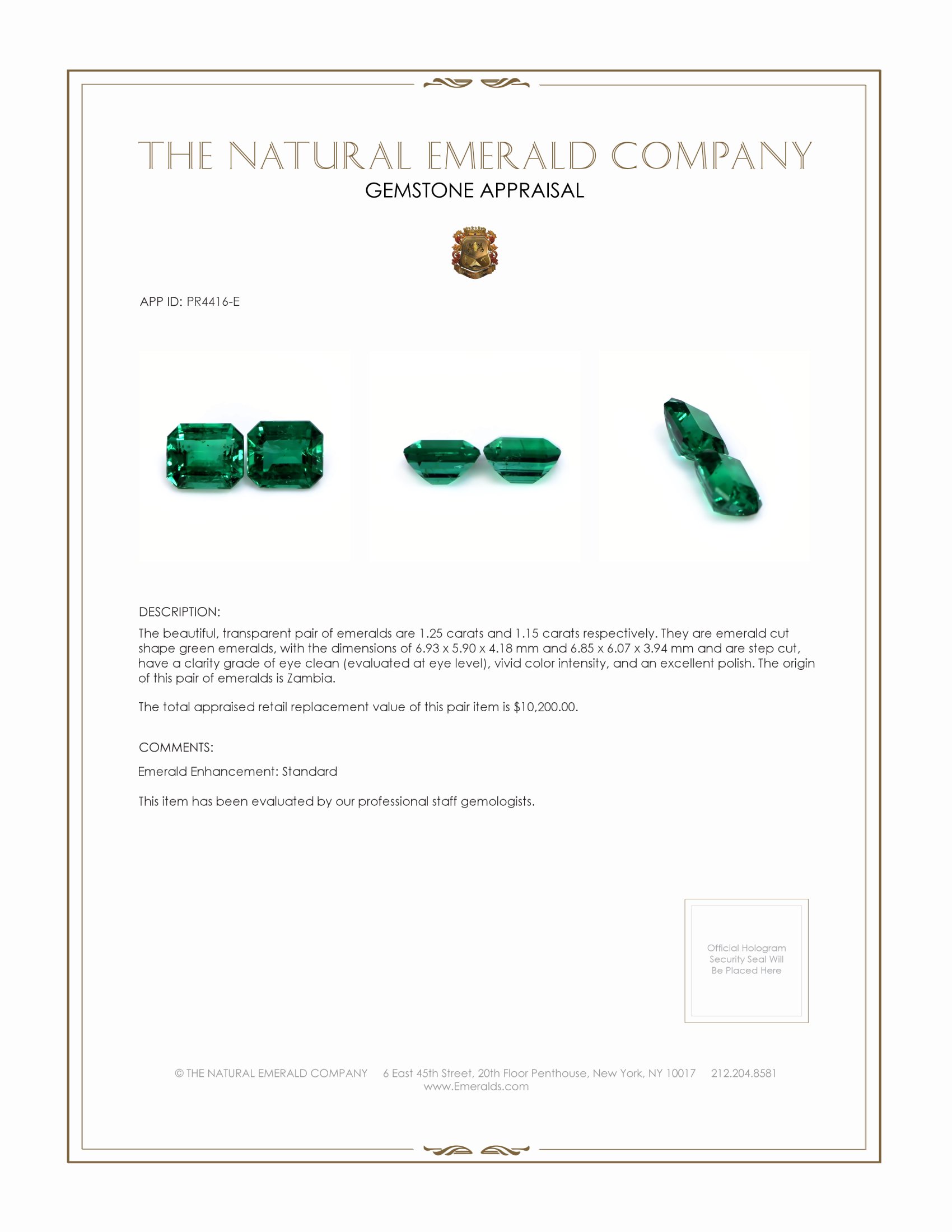 2.40 Ct.Tw. Emerald Pair from Zambia