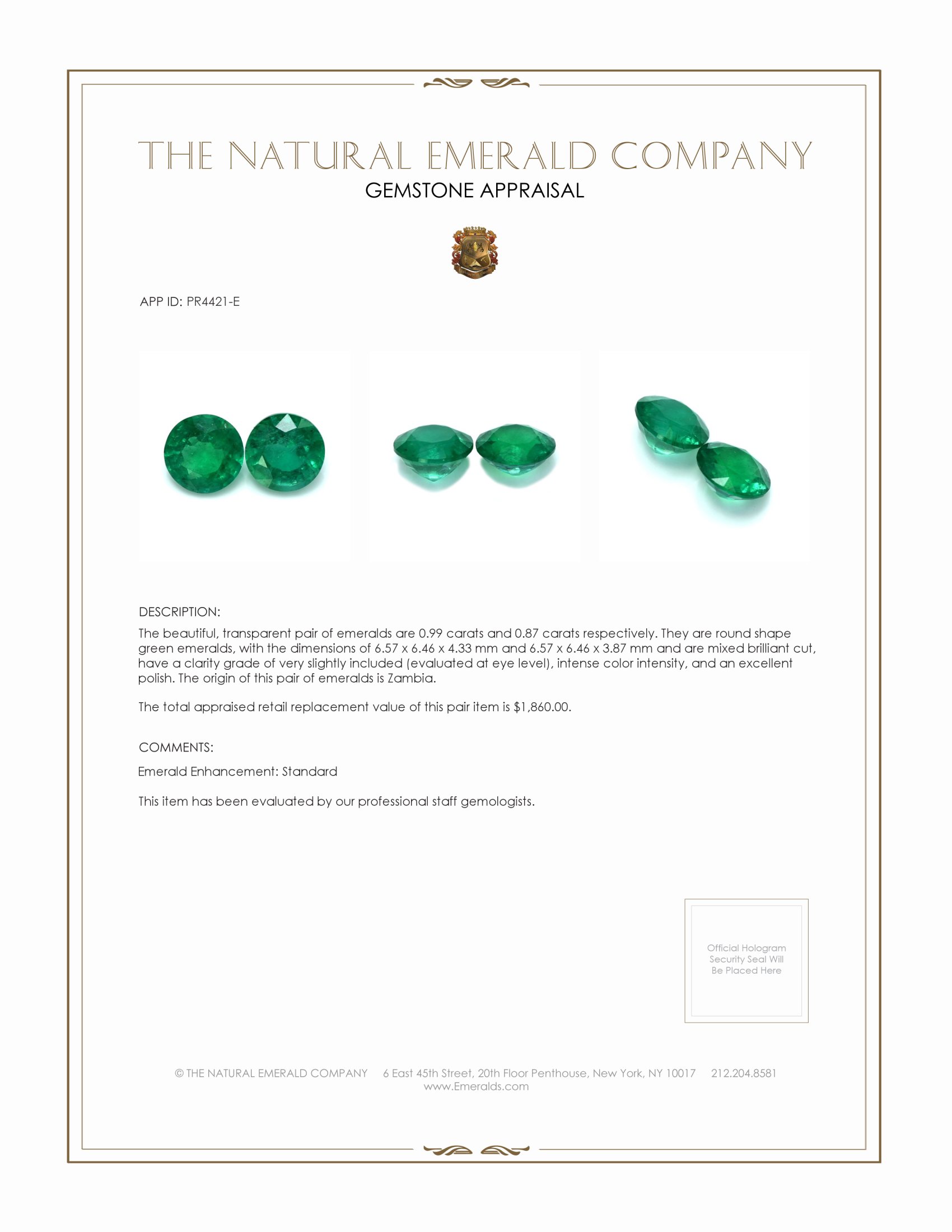 1.86 Ct.Tw. Emerald Pair from Zambia