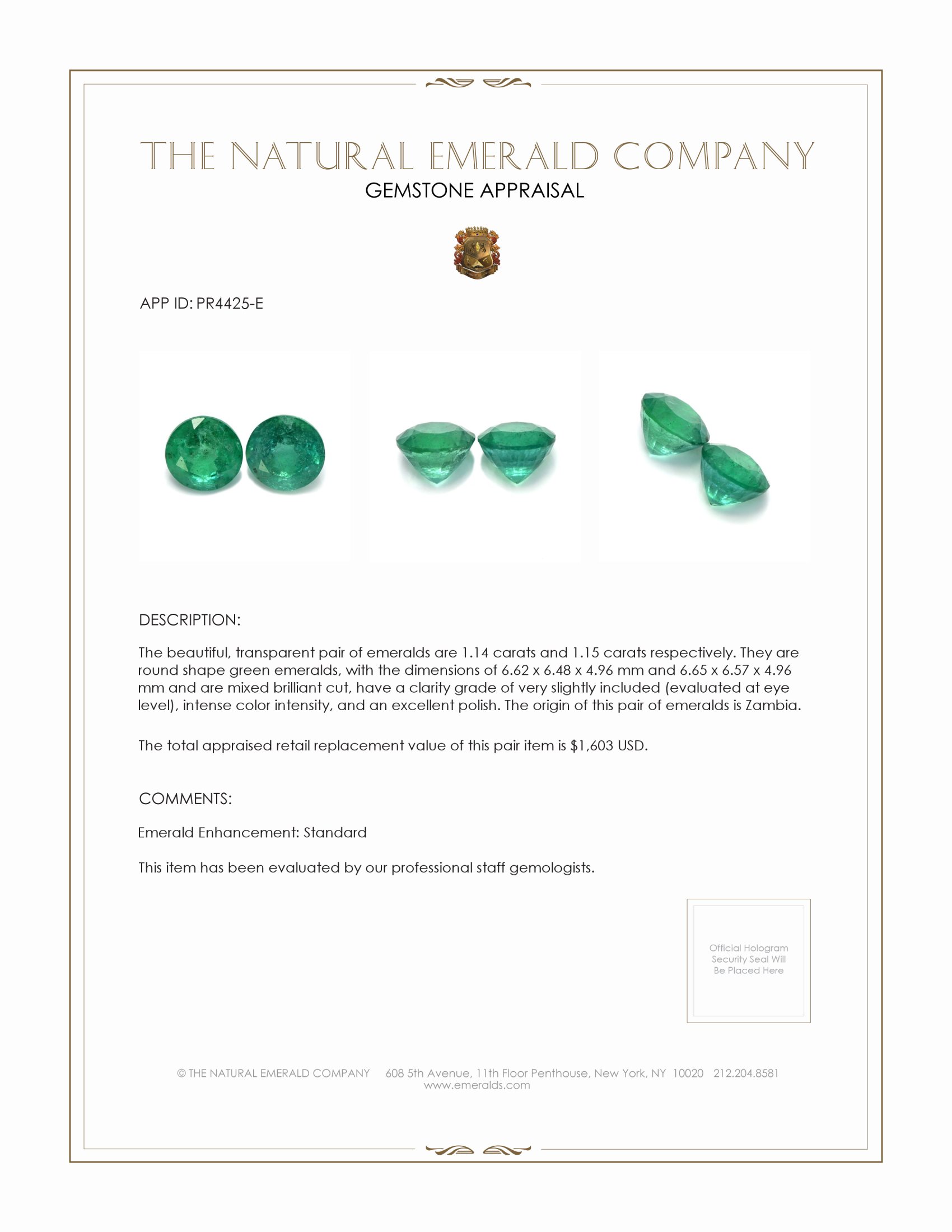 2.29 Ct.Tw. Emerald Pair from Zambia