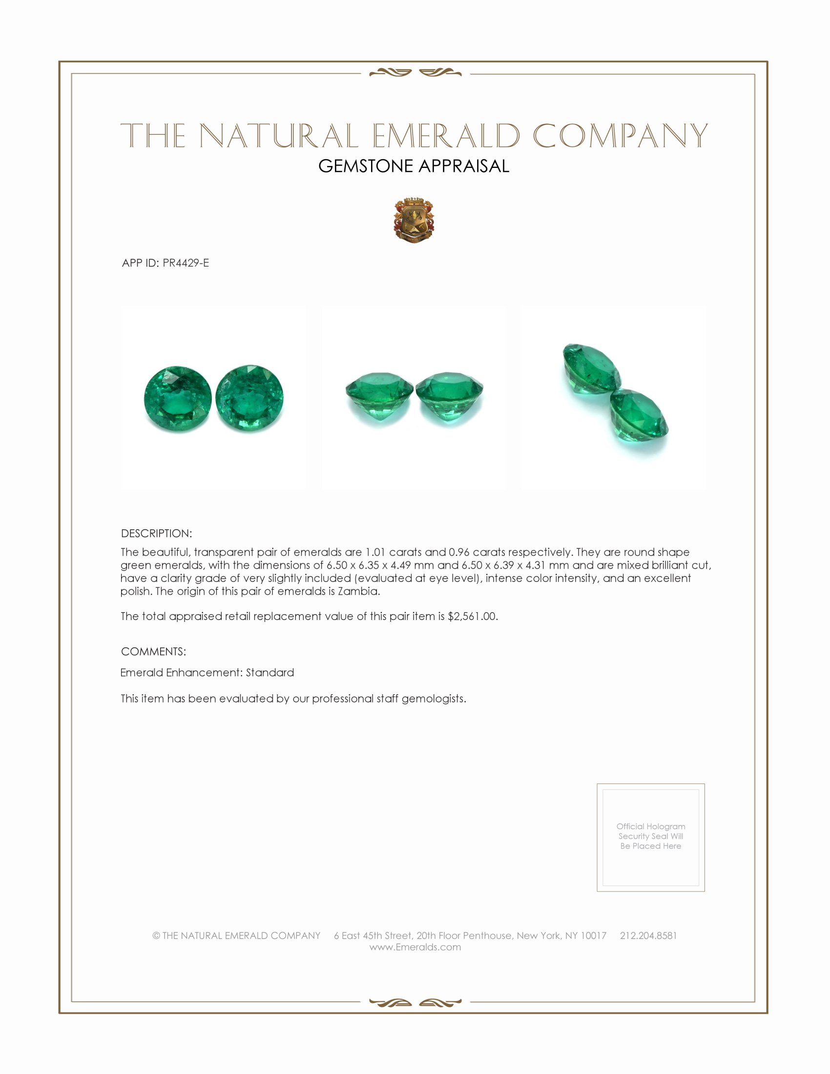 1.97 Ct.Tw. Emerald Pair from Zambia