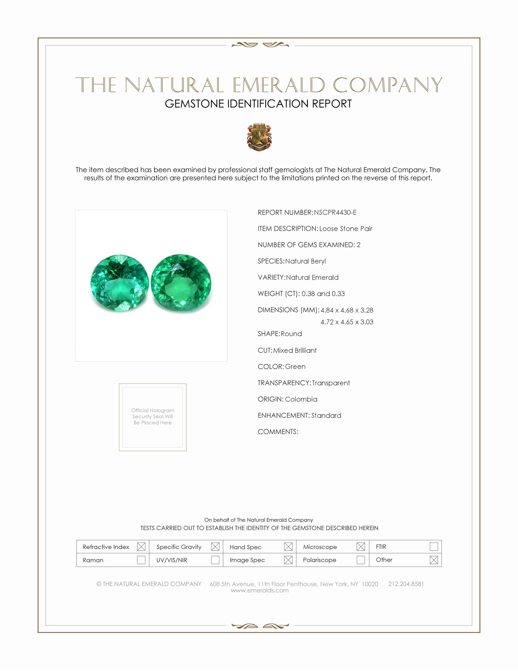 0.71 Ct.Tw. Emerald Pair from Colombia
