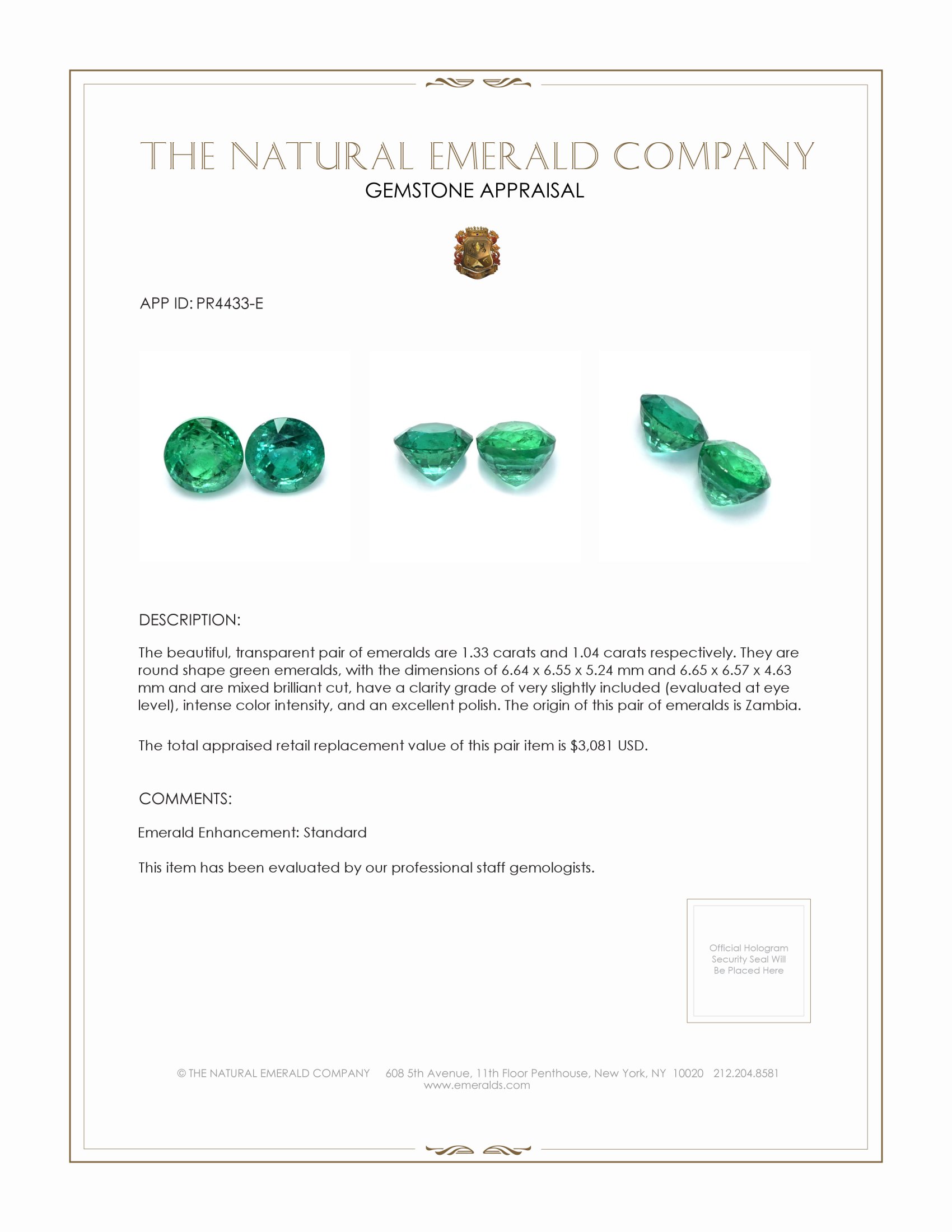 2.37 Ct.Tw. Emerald Pair from Zambia