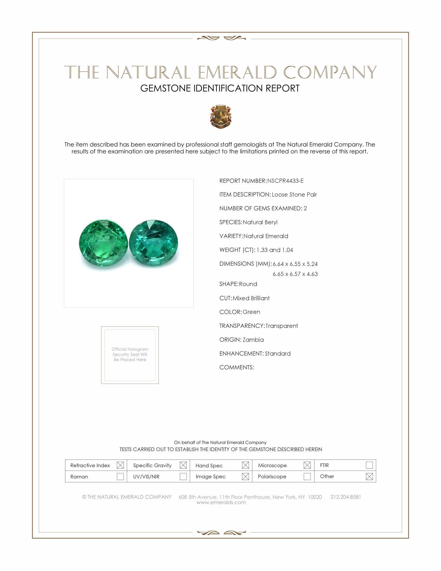 2.37 Ct.Tw. Emerald Pair from Zambia