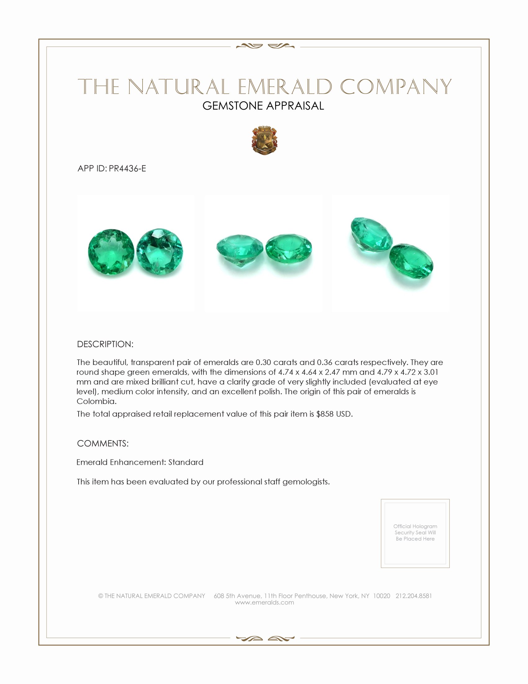 0.66 Ct.Tw. Emerald Pair from Colombia