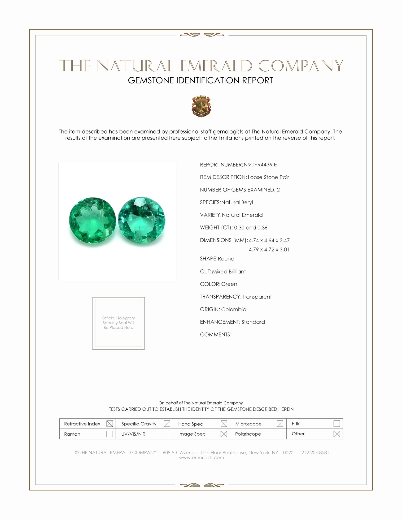 0.66 Ct.Tw. Emerald Pair from Colombia