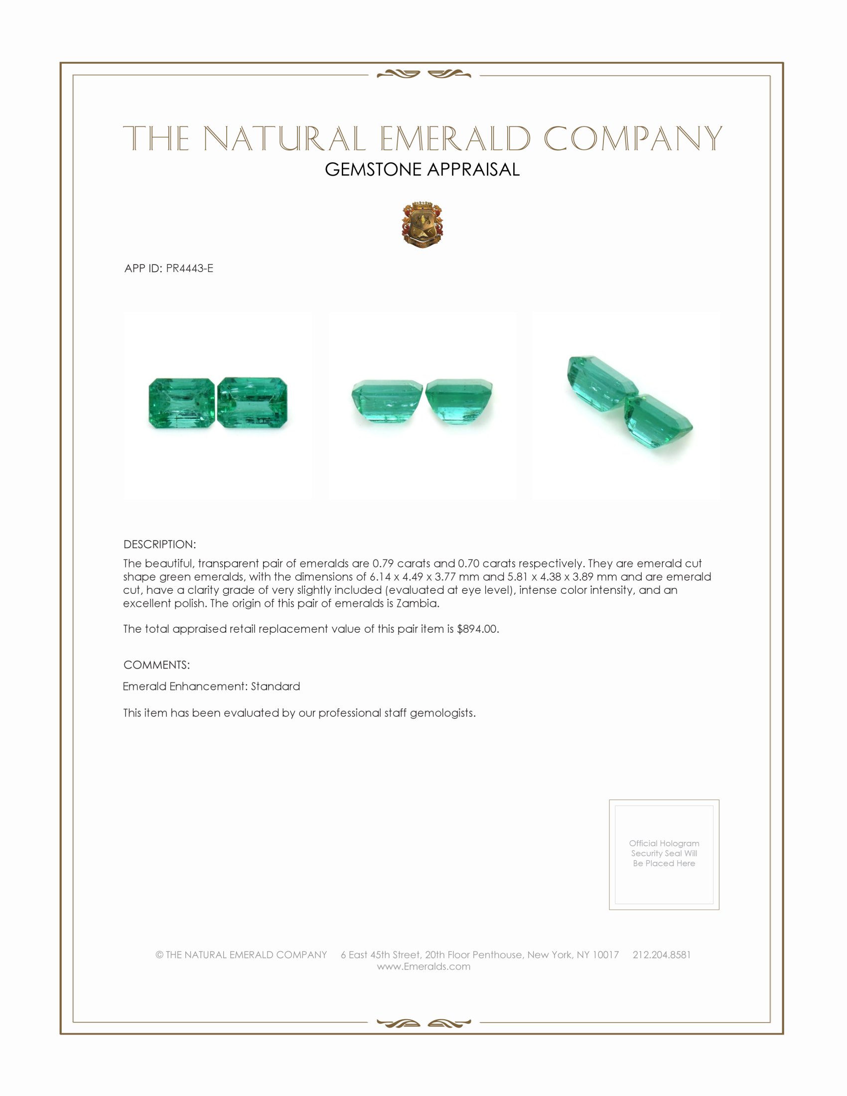 1.49 Ct.Tw. Emerald Pair from Zambia