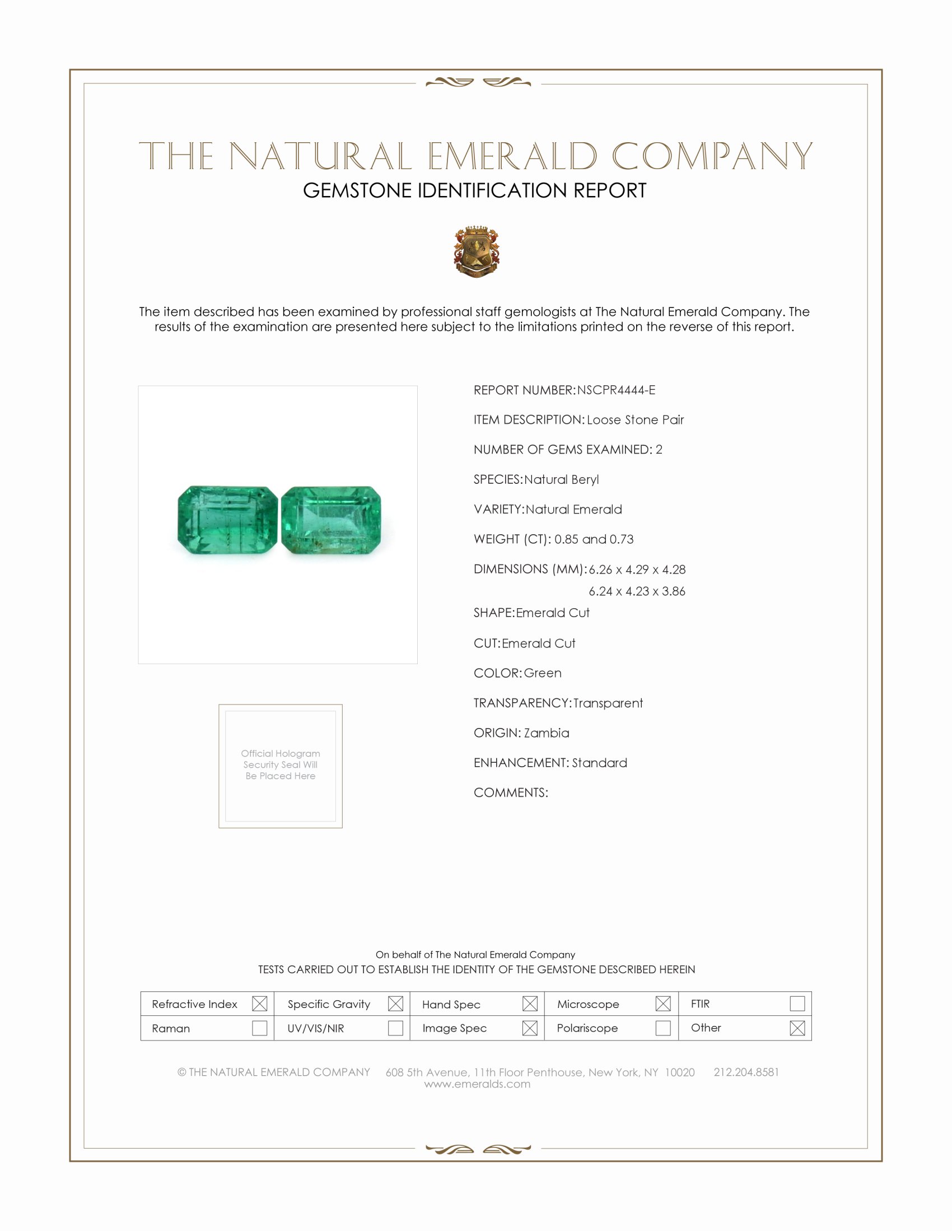 1.58 Ct.Tw. Emerald Pair from Zambia