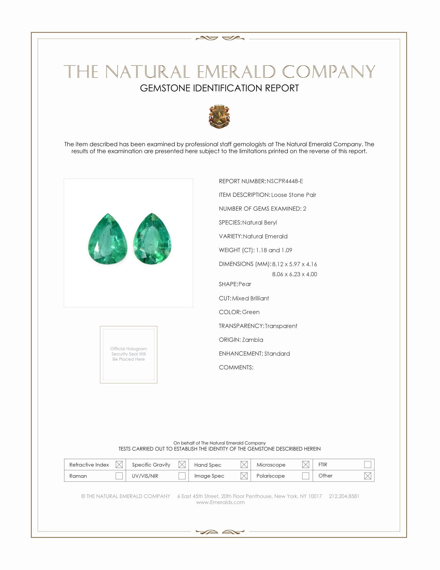 2.27 Ct.Tw. Emerald Pair from Zambia