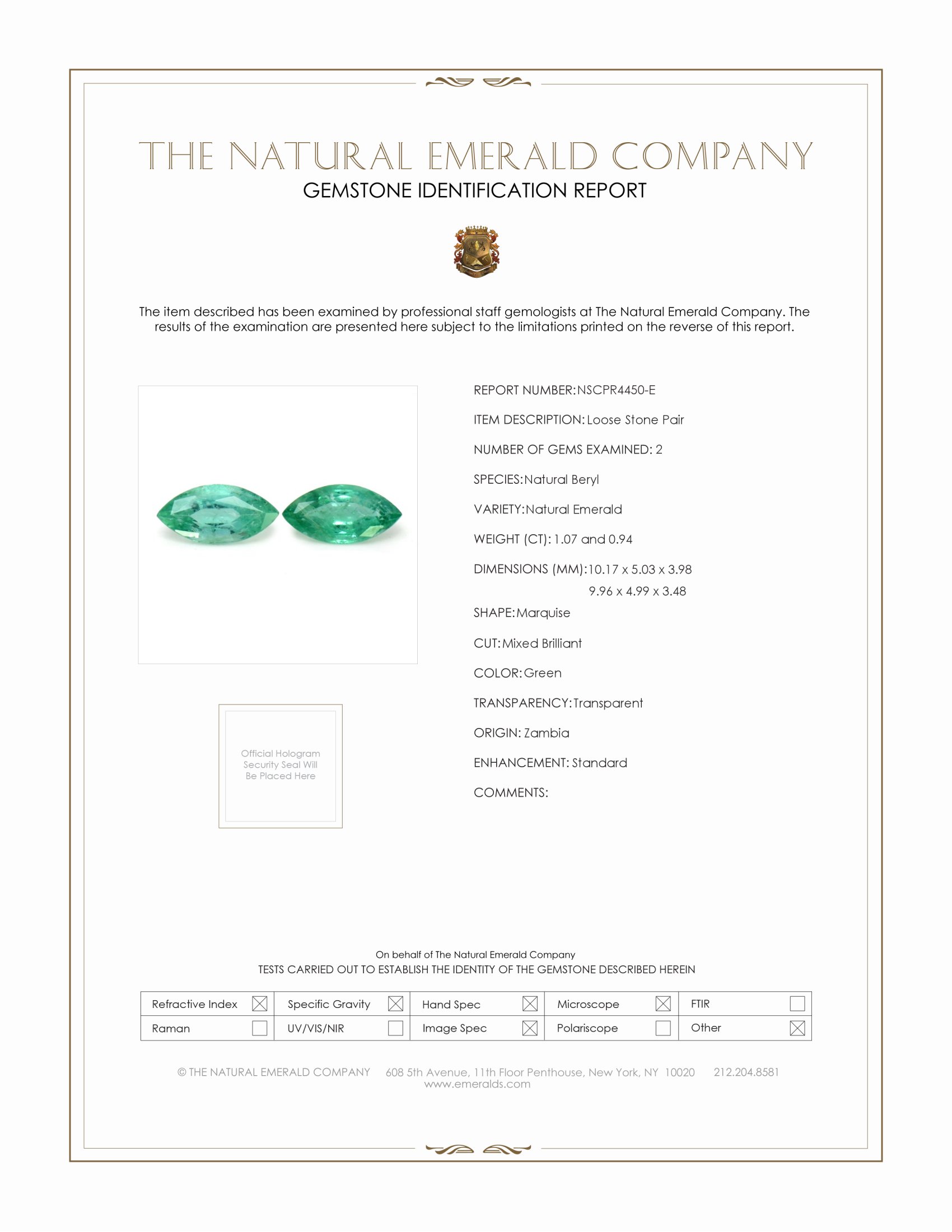 2.01 Ct.Tw. Emerald Pair from Zambia