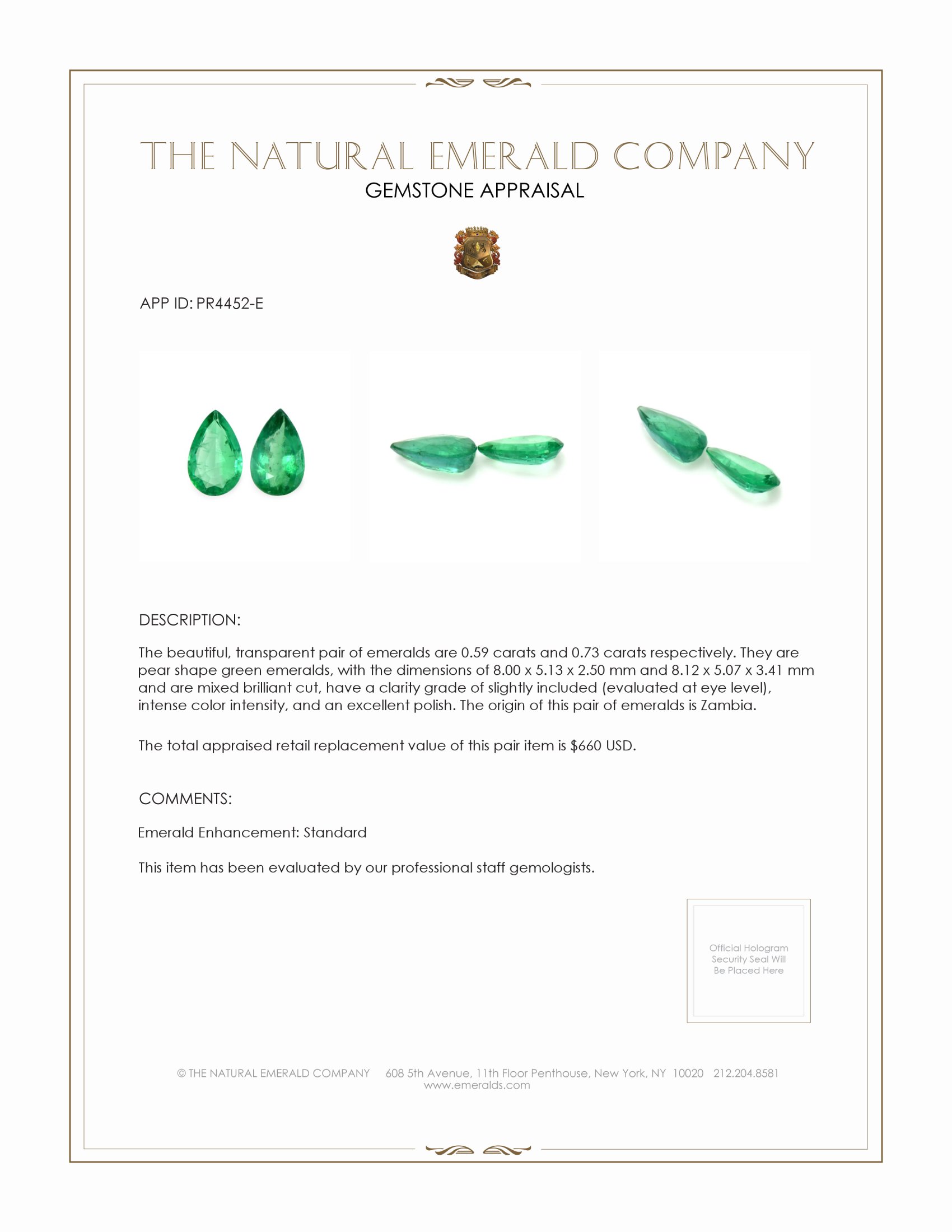 1.32 Ct.Tw. Emerald Pair from Zambia